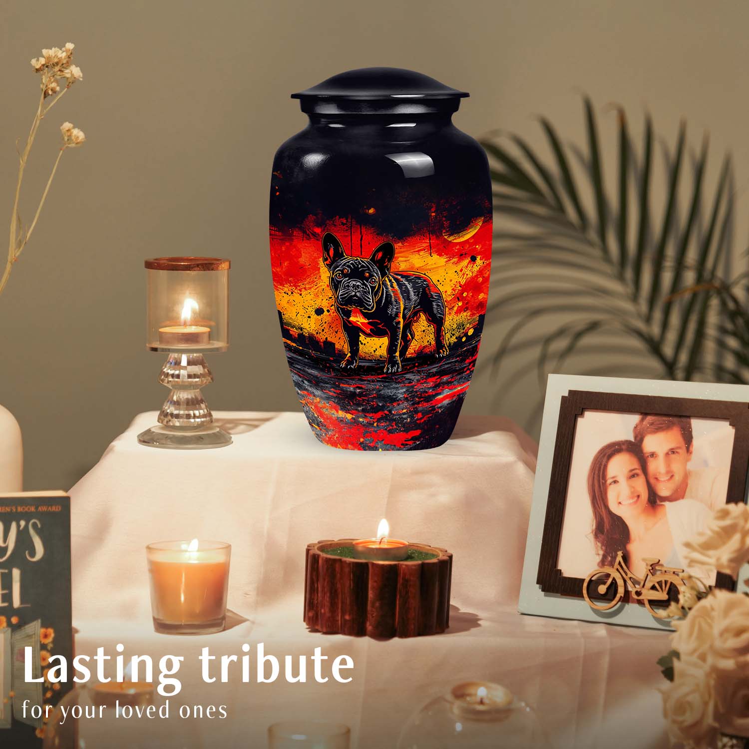 French Bulldog Sunset Blaze Tribute Urn Dog Memorial