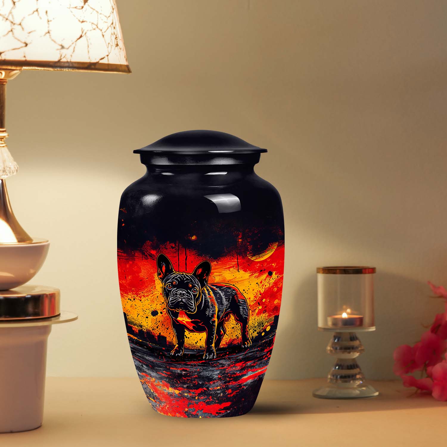 French Bulldog Sunset Blaze Tribute Urn Dog Memorial