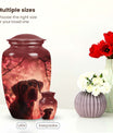 Dog in Glowing Red Blossoms Urn Memorial Urn for Ashes
