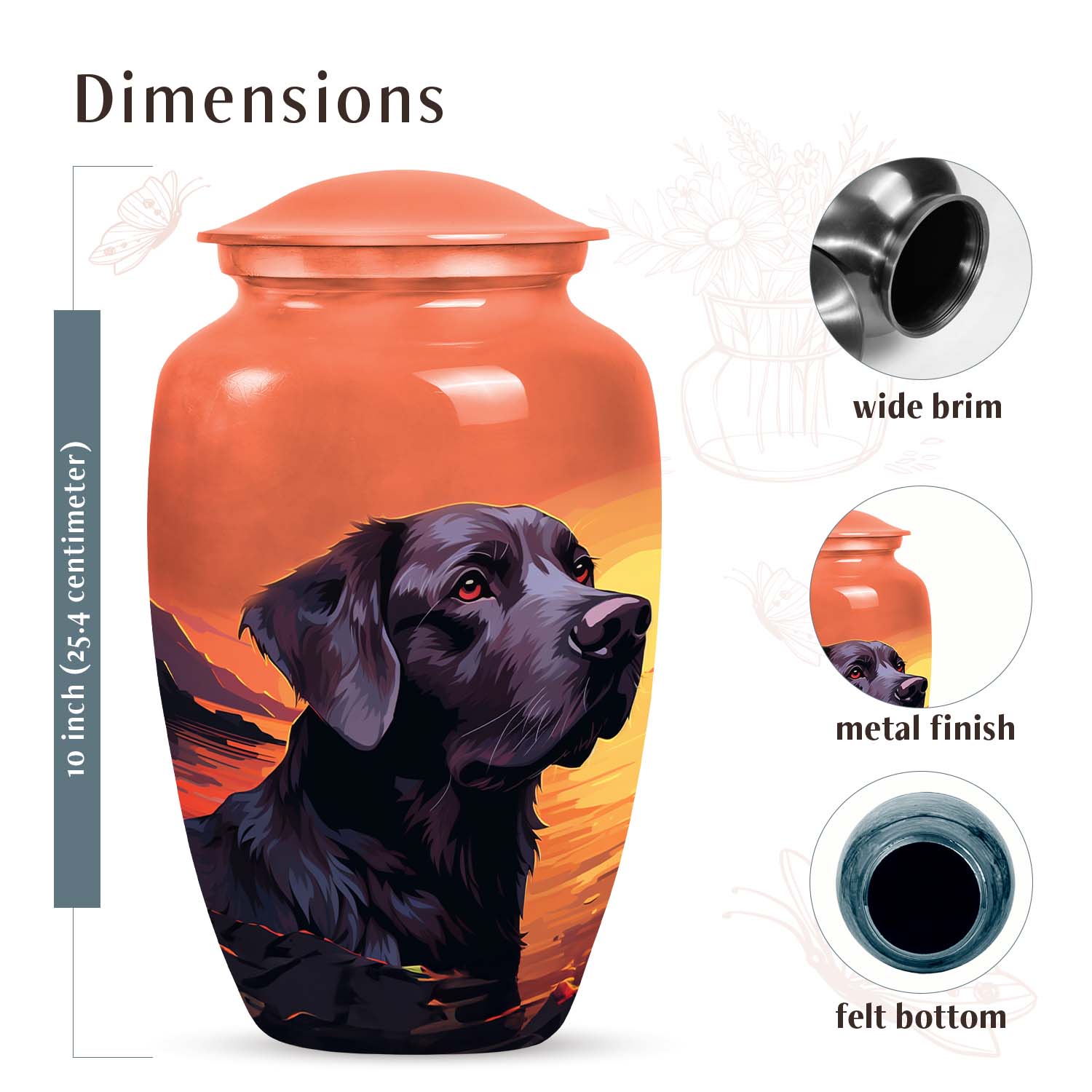 Black Labrador Dog Memorial Cremation Urn