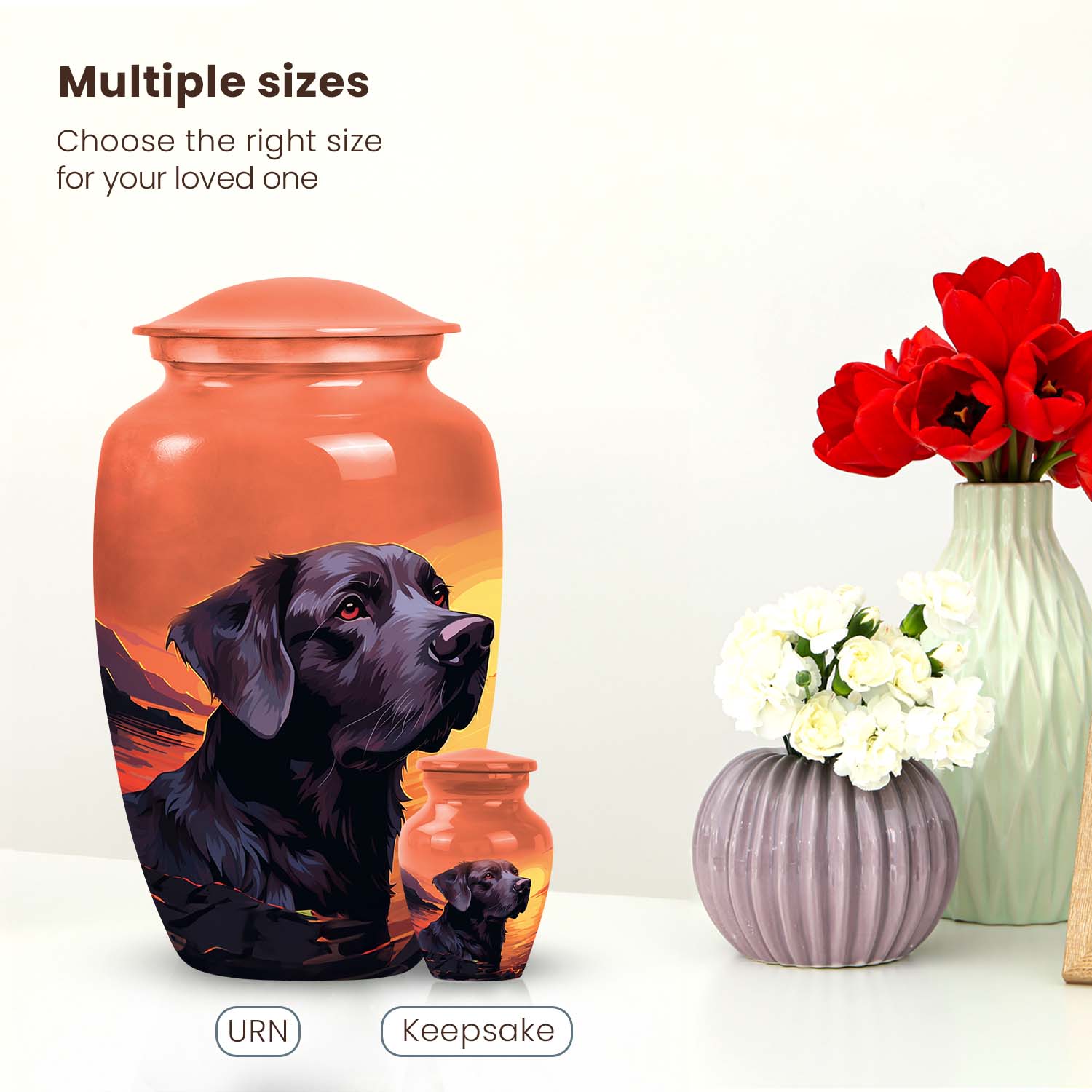 Black Labrador Dog Memorial Cremation Urn