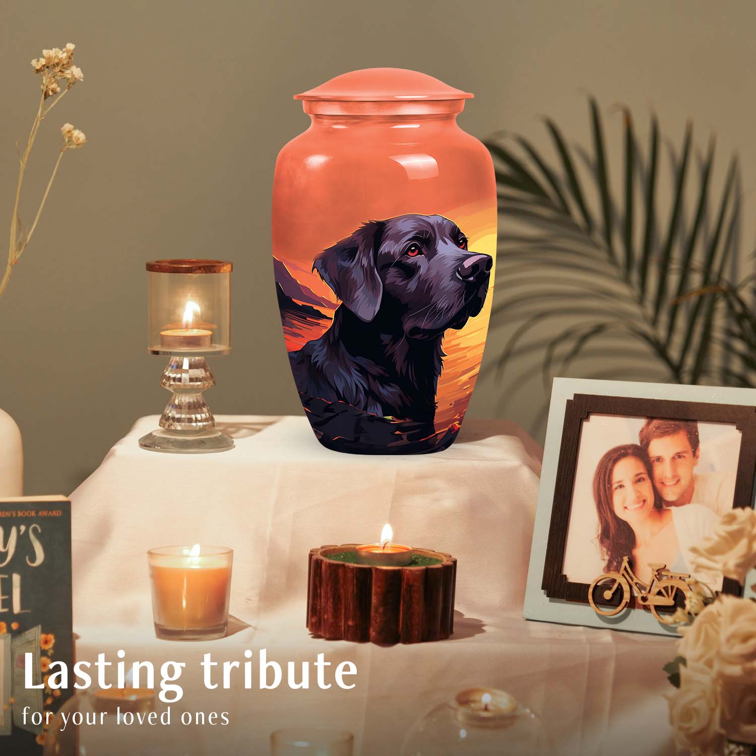 Black Labrador Dog Memorial Cremation Urn