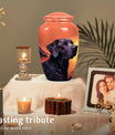 Black Labrador Dog Memorial Cremation Urn