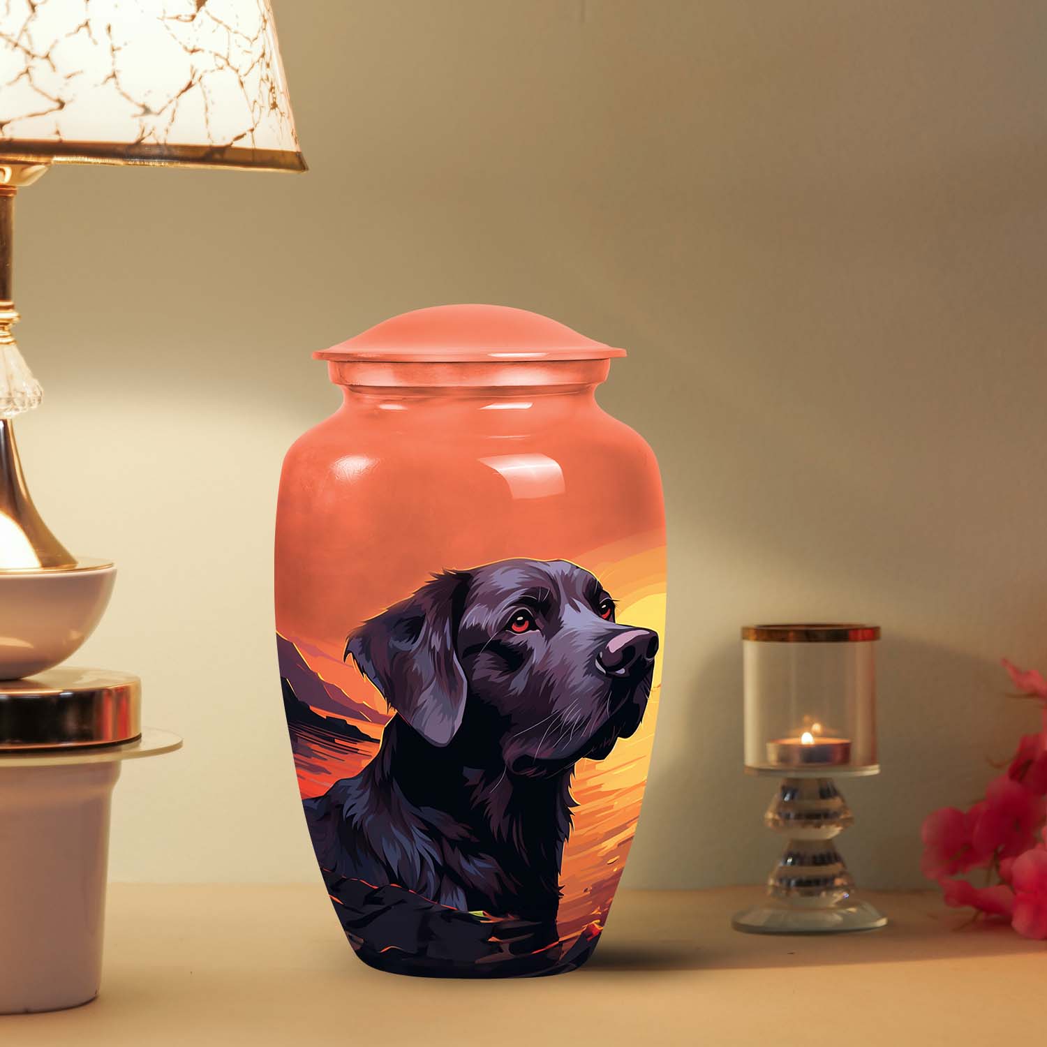 Black Labrador Dog Memorial Cremation Urn