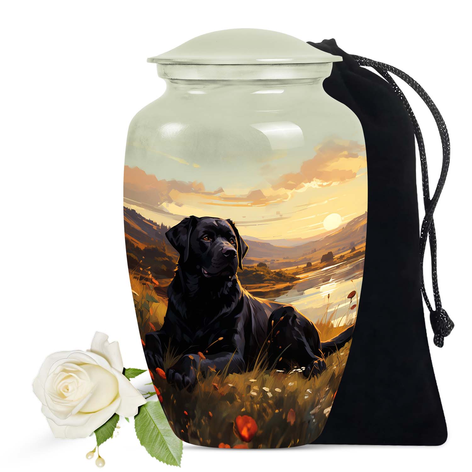 Black Labrador Dog Pet Miniature Cremation Urn