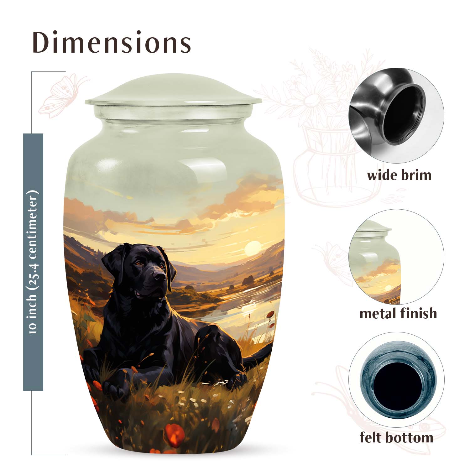 Black Labrador Dog Pet Miniature Cremation Urn