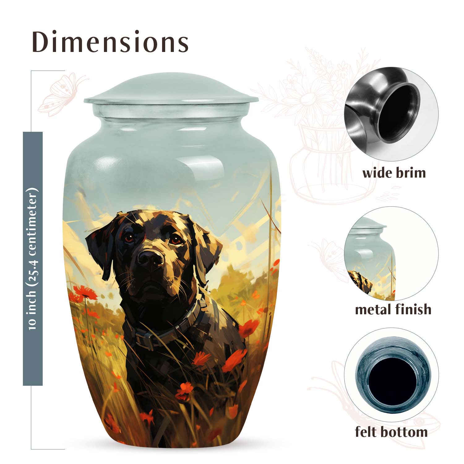 Black Labrador Burial Dog Pet Cremation Urn