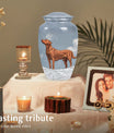 Brown Dog Pet Cremation Urn For Remains