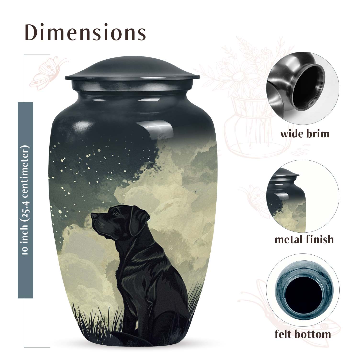 Black Labrador Dog Cremation Keepsake Pet Urn