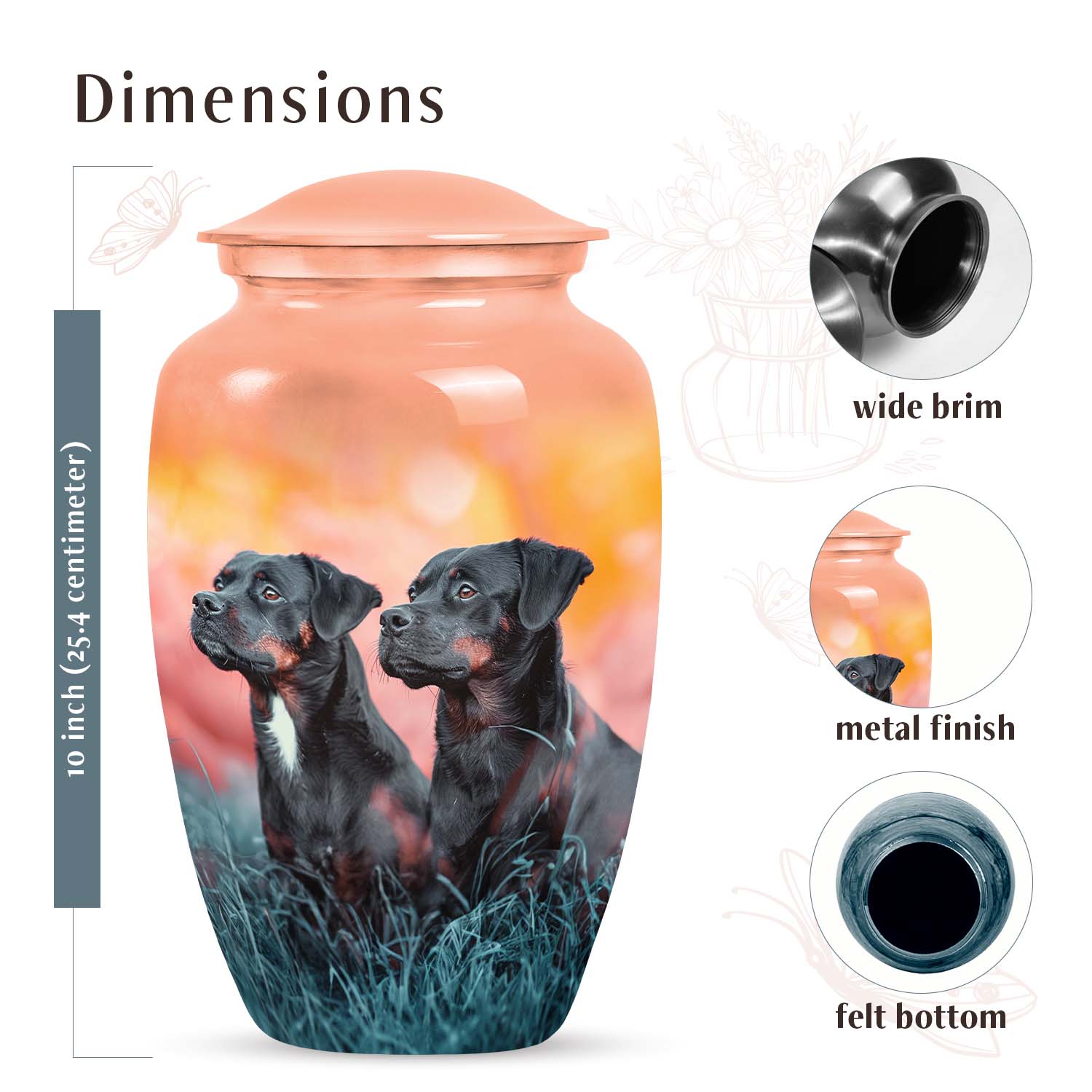 Rottweiler Dog Funeral Memorial Urn for Ashes