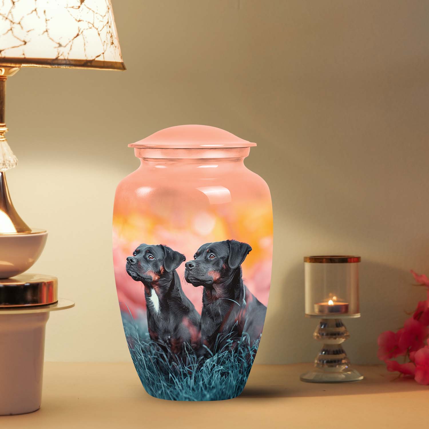 Rottweiler Dog Funeral Memorial Urn for Ashes