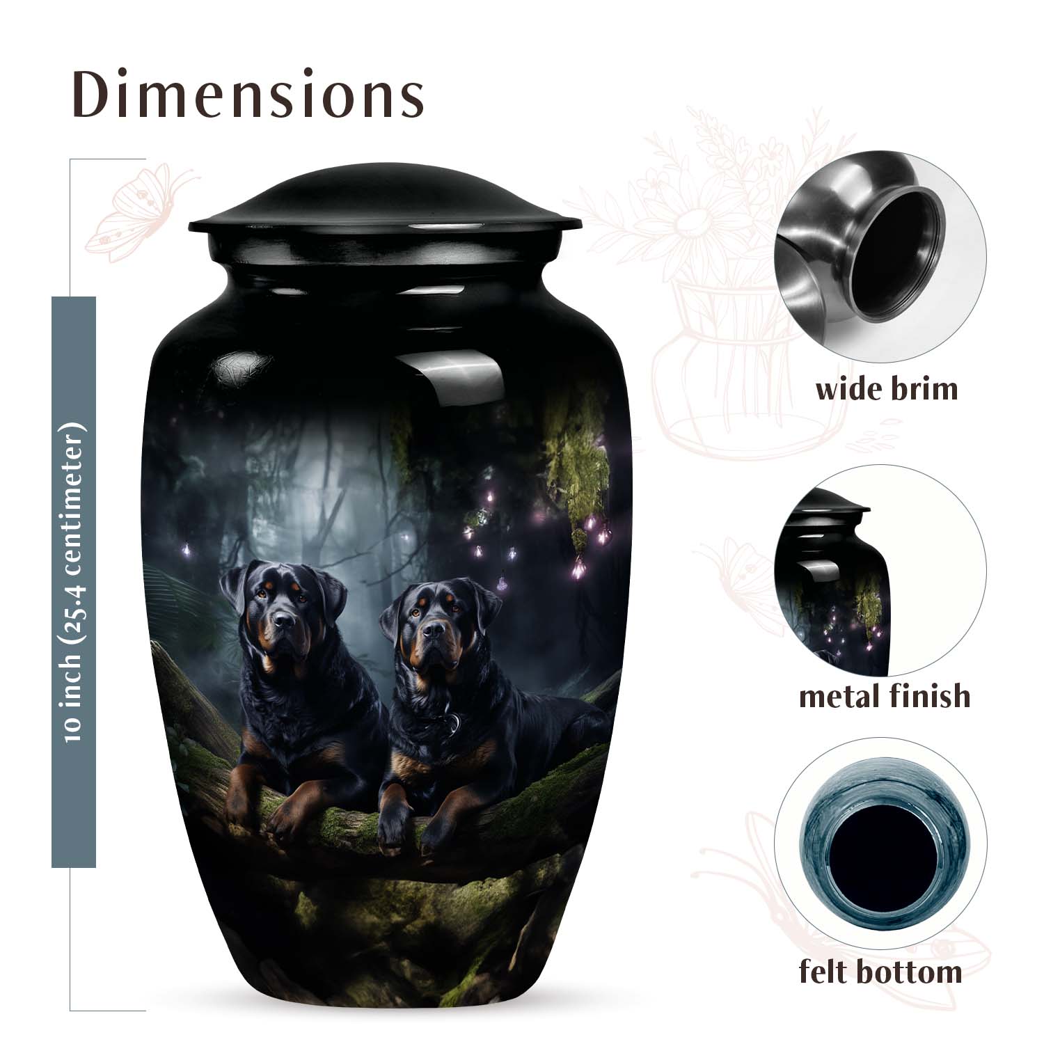 Rottweiler Dog Memorial Customize Cremation Urn