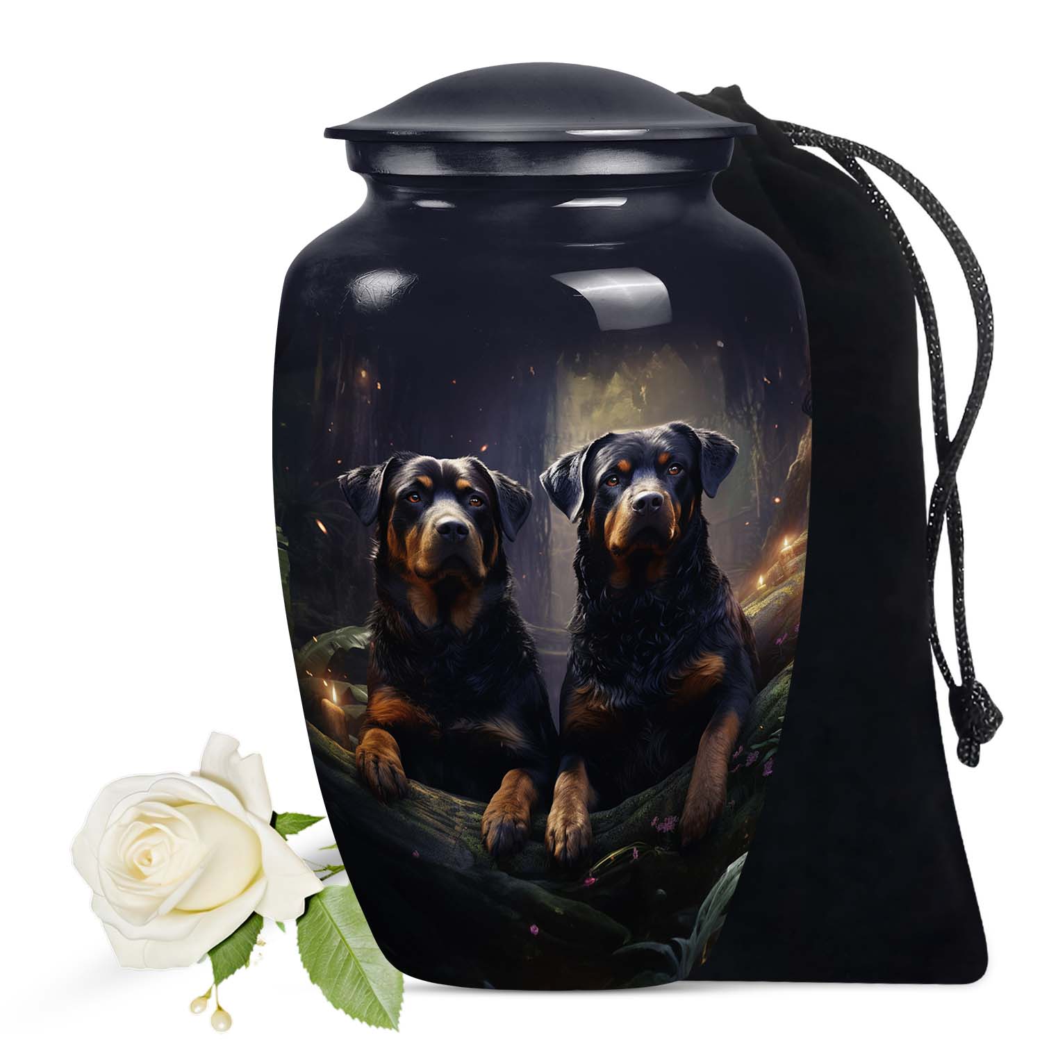 Double Rottweiler Dog Urn for Pet Ashes