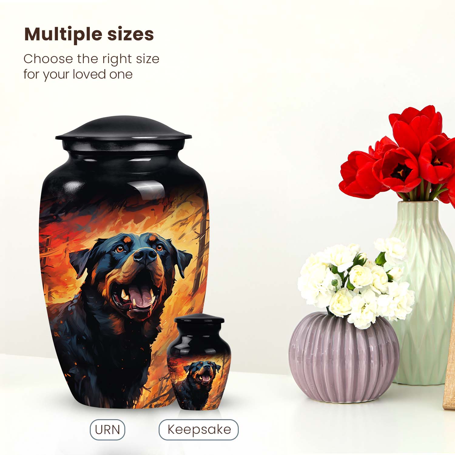 Rottweiler Dog Cremation Urn for Ashes Memorial urn