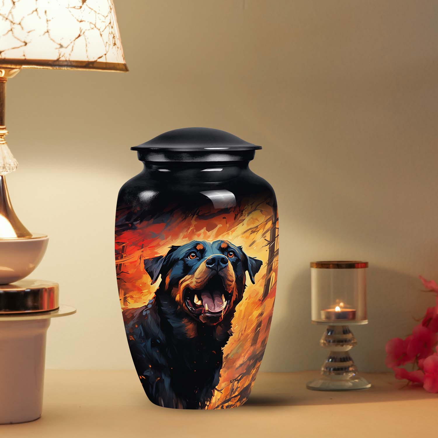 Rottweiler Dog Cremation Urn for Ashes Memorial urn