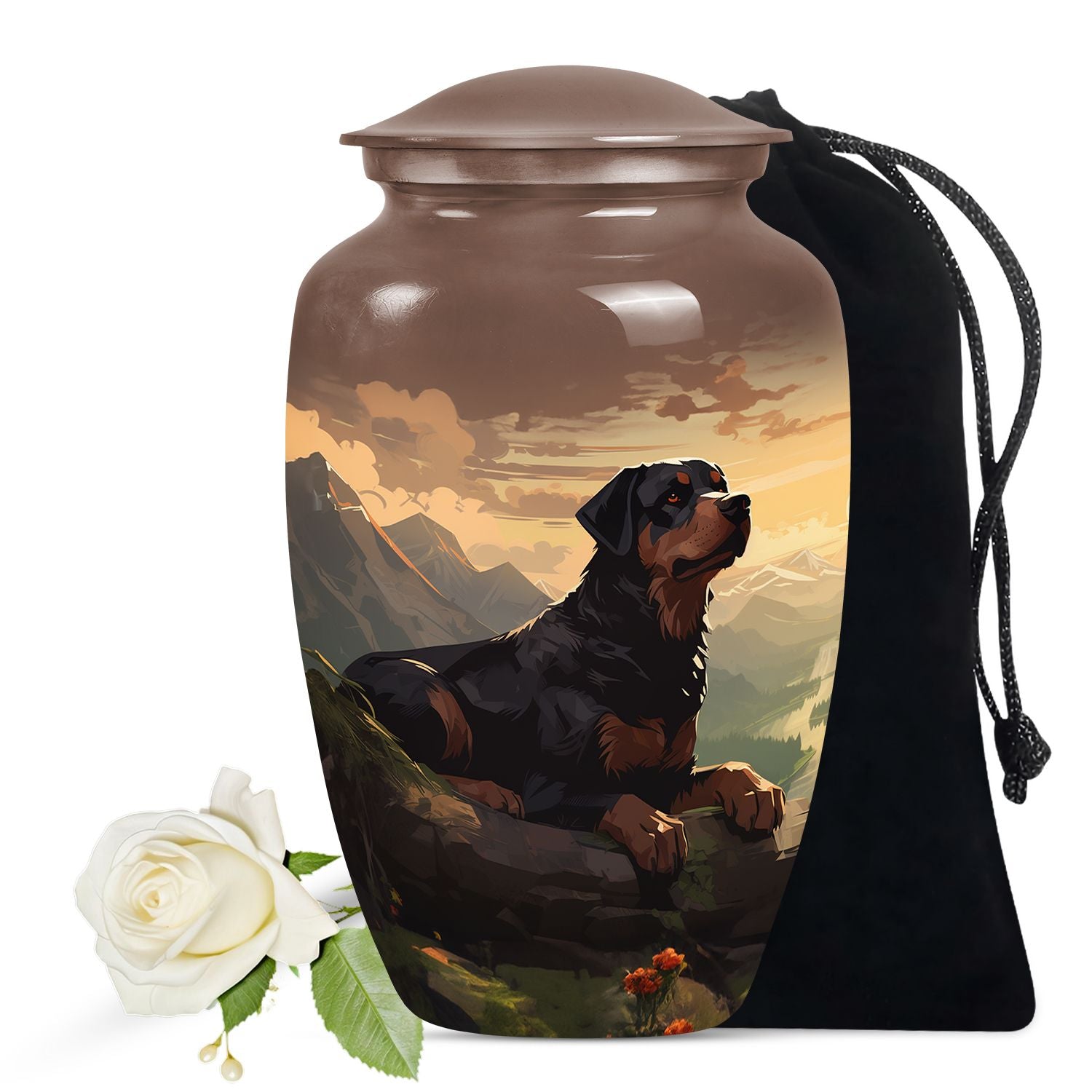 Mountain Ridge Rottweiler Pet Cremation Urn For Dog