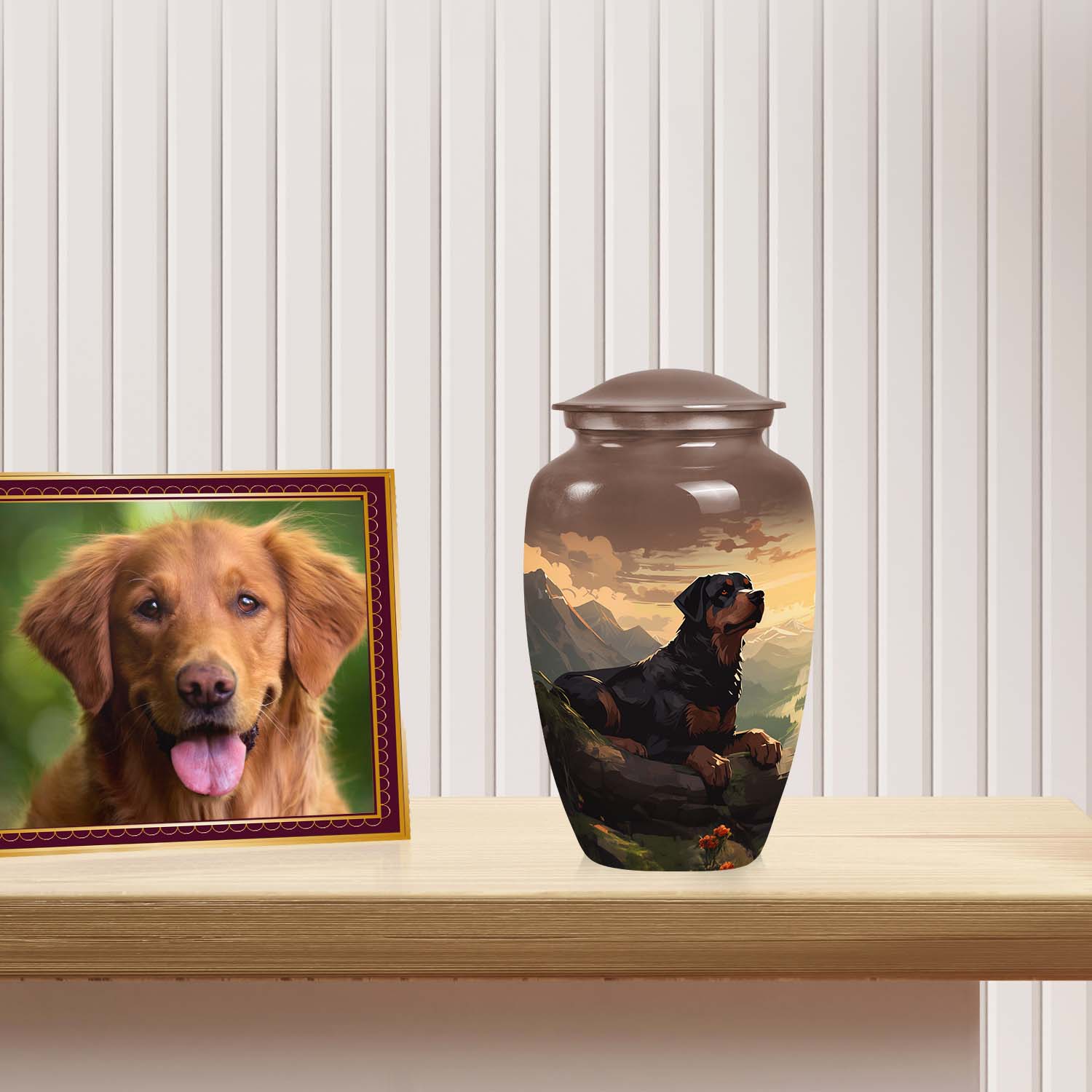 Mountain Ridge Rottweiler Pet Cremation Urn For Dog