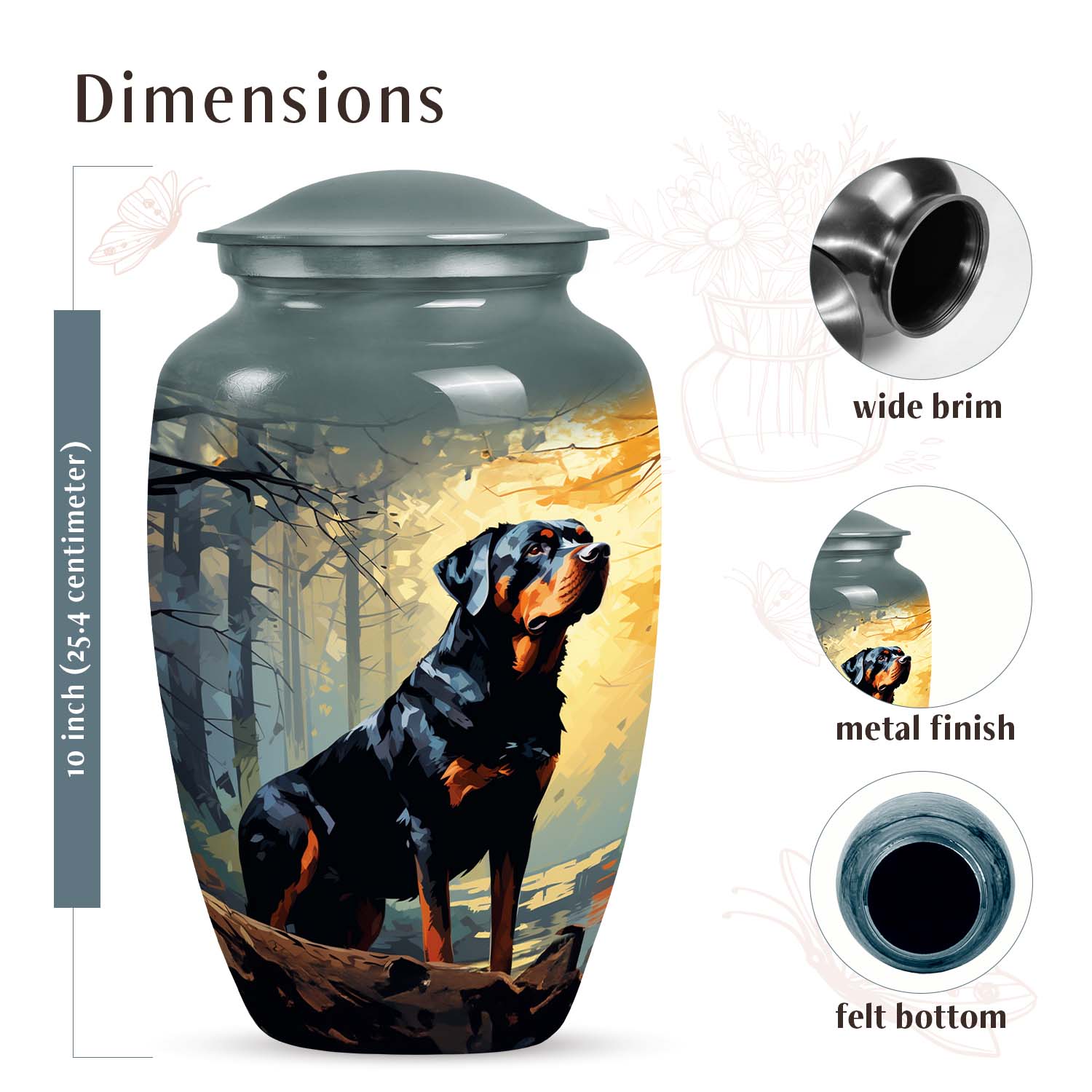 Rottweiler Dog Cremation Urn for Pet Ashes