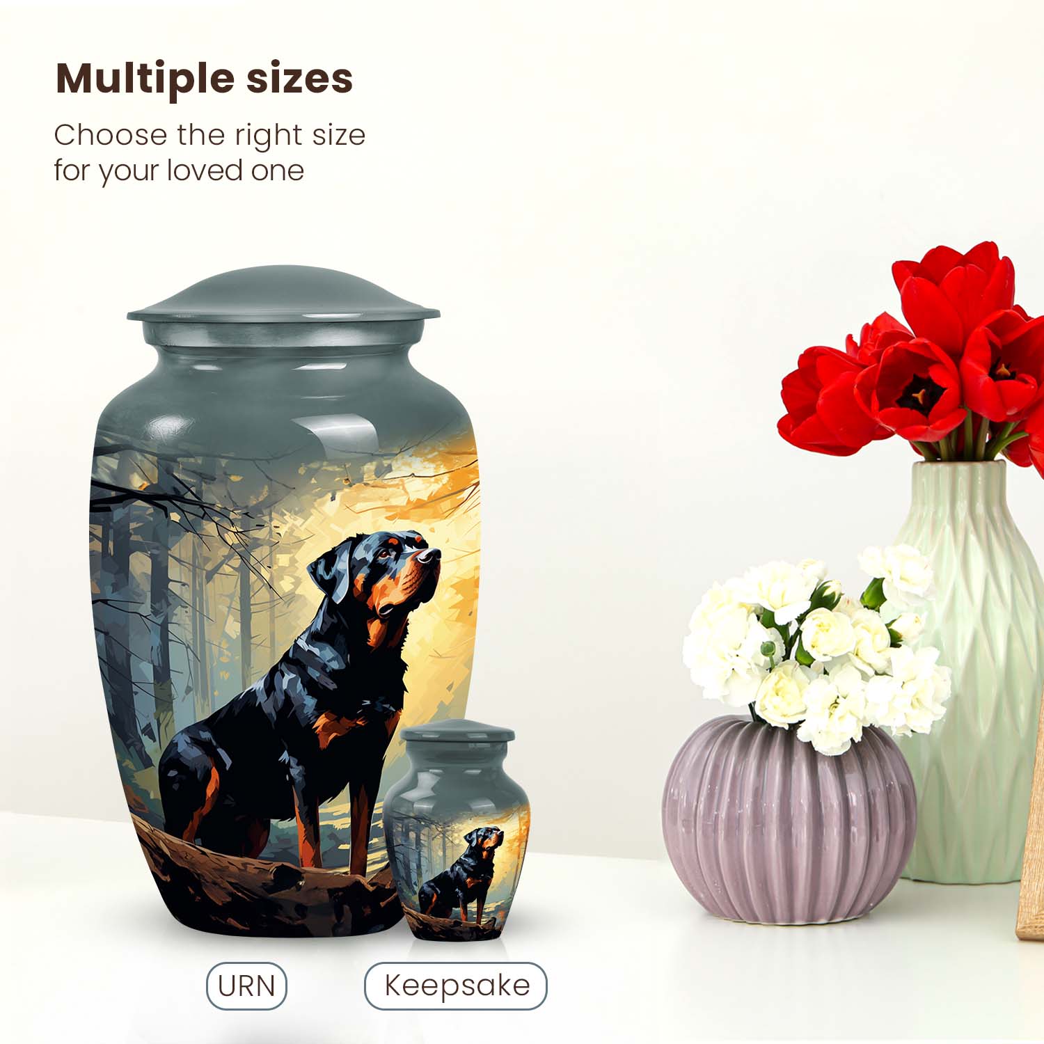 Rottweiler Dog Cremation Urn for Pet Ashes