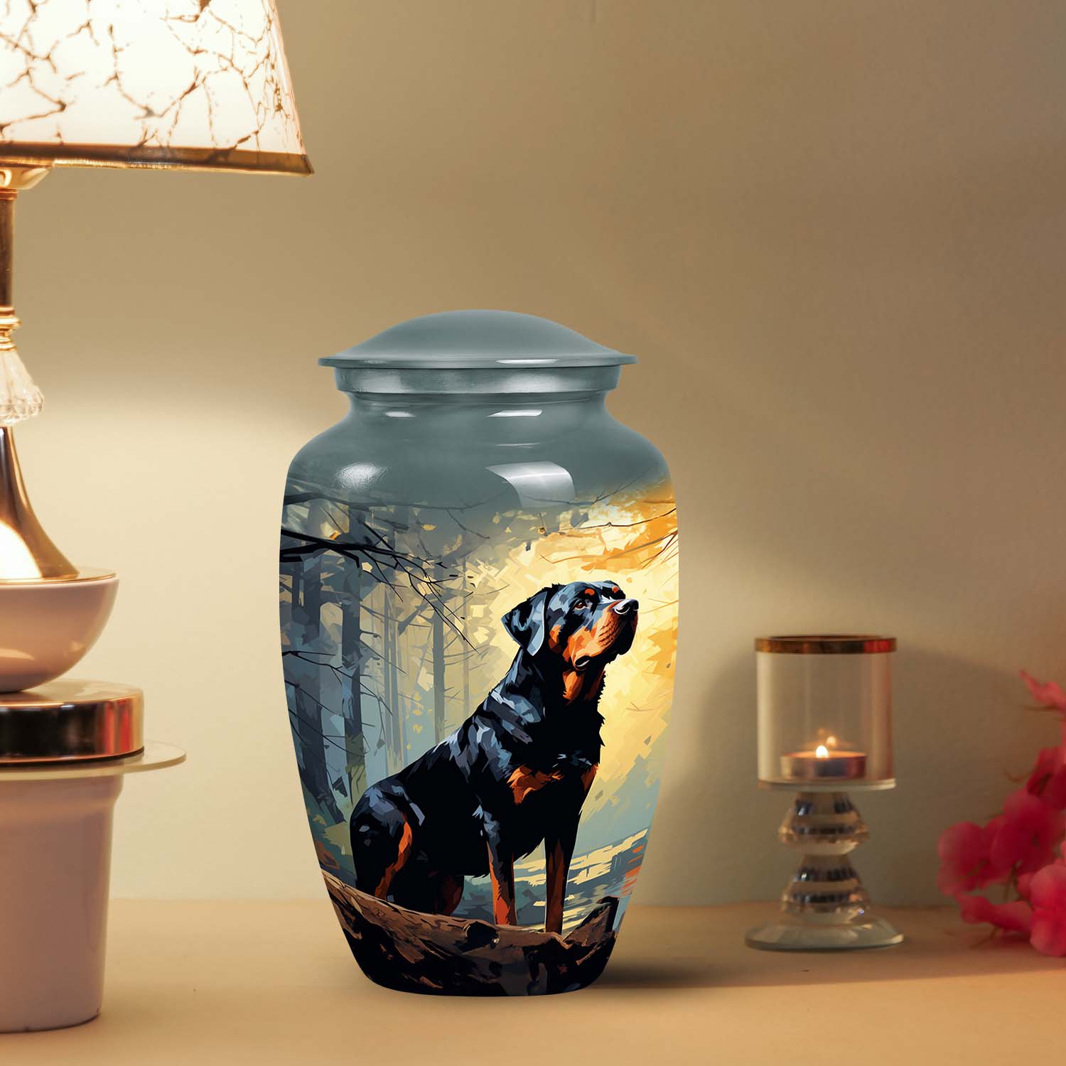 Rottweiler Dog Cremation Urn for Pet Ashes