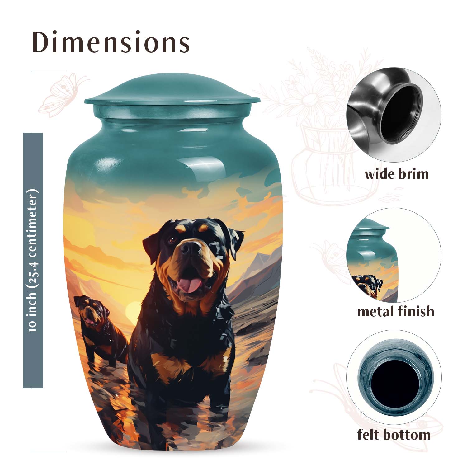 Rottweiler Dog Pet Cremation Urn for Ashes Memorial Urn