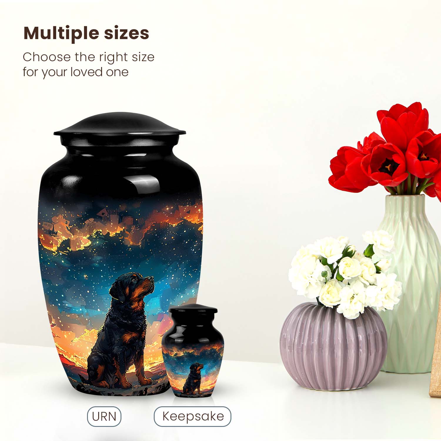 Rottweiler Dog Pet Cremation Medium Urn