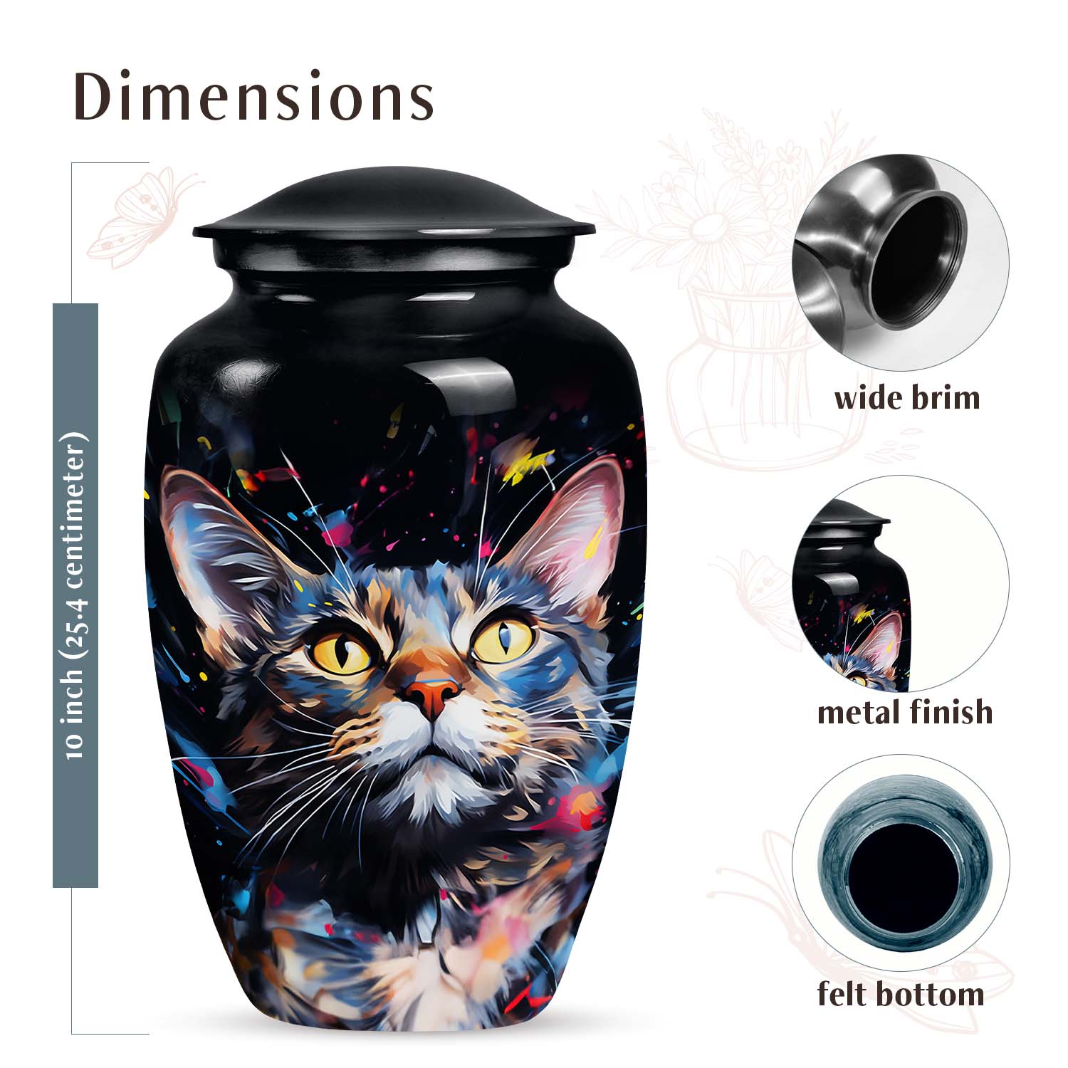 Tabby Cat Pet Cremation Urn for Ashes Memorial Urn