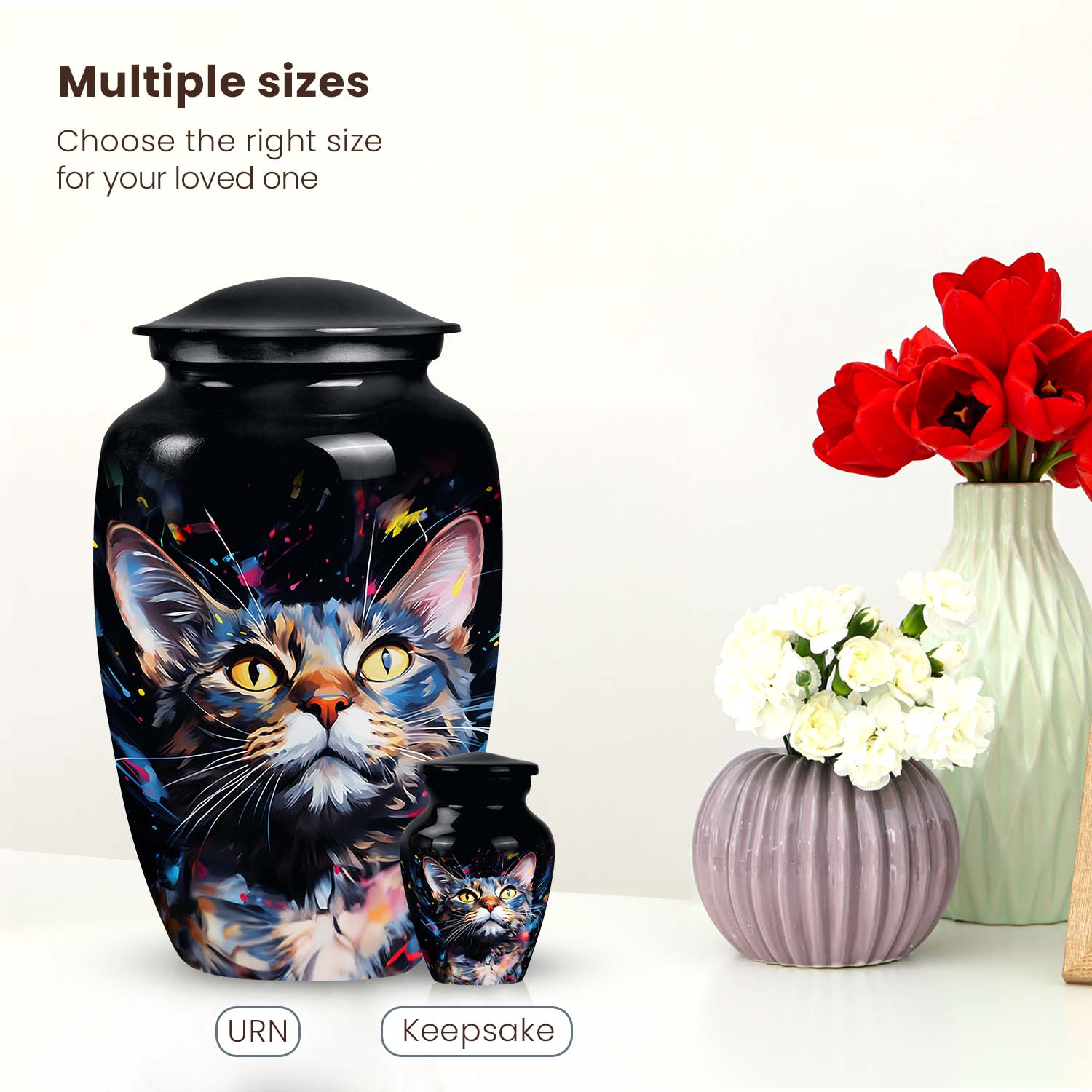 Tabby Cat Pet Cremation Urn for Ashes Memorial Urn