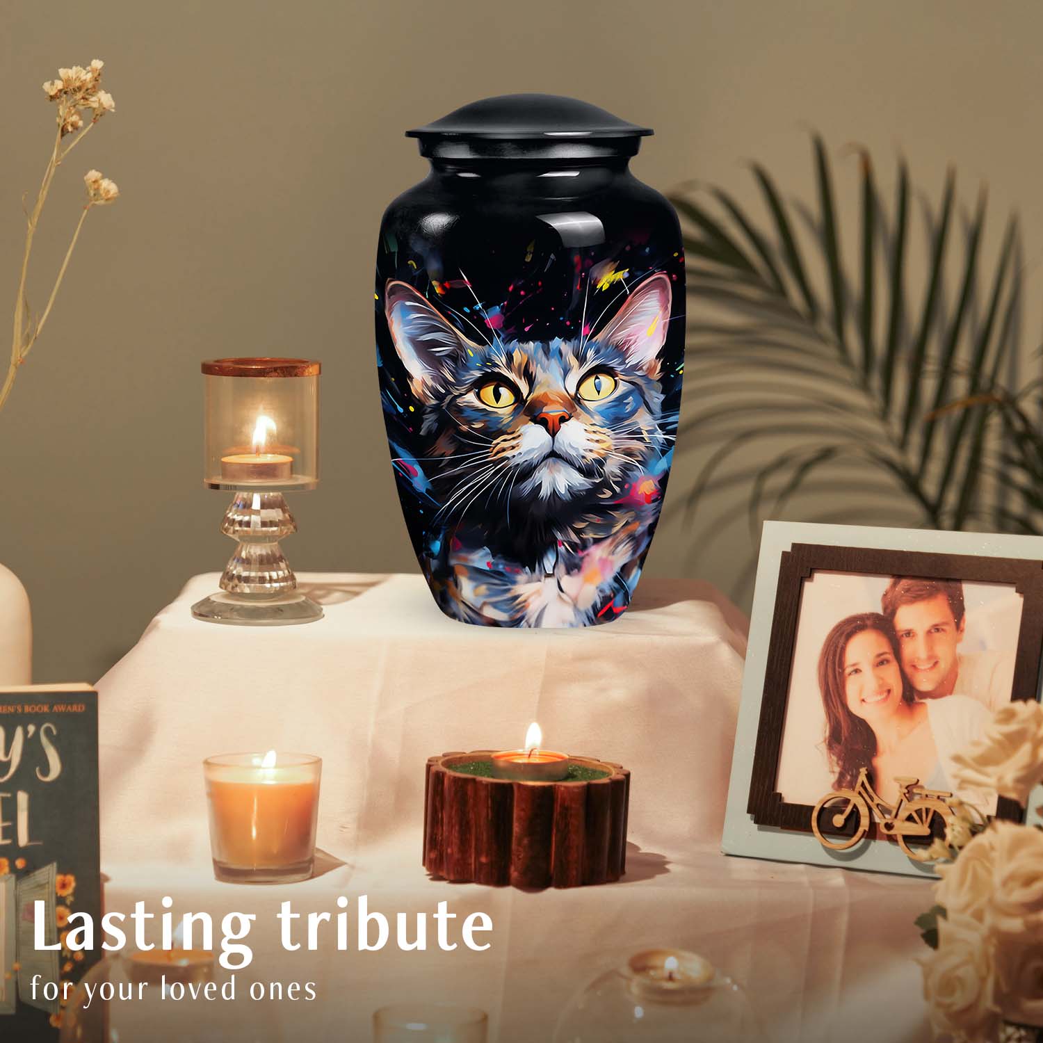 Tabby Cat Pet Cremation Urn for Ashes Memorial Urn