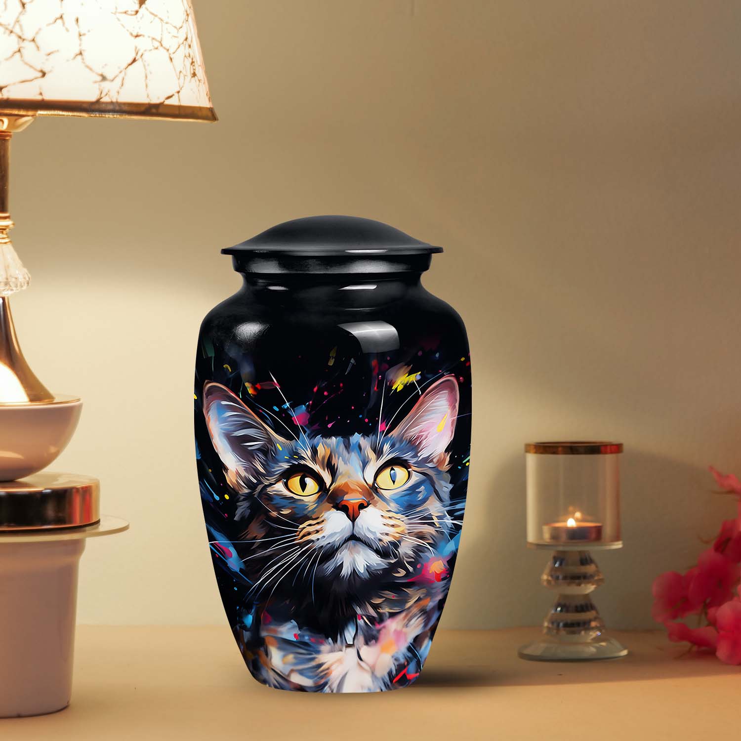 Tabby Cat Pet Cremation Urn for Ashes Memorial Urn