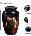 Cat Memorial Urn for Ashes with Fiery Theme