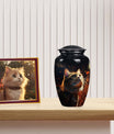 Cat Memorial Urn for Ashes with Fiery Theme