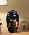 Cat Memorial Urn for Ashes with Fiery Theme