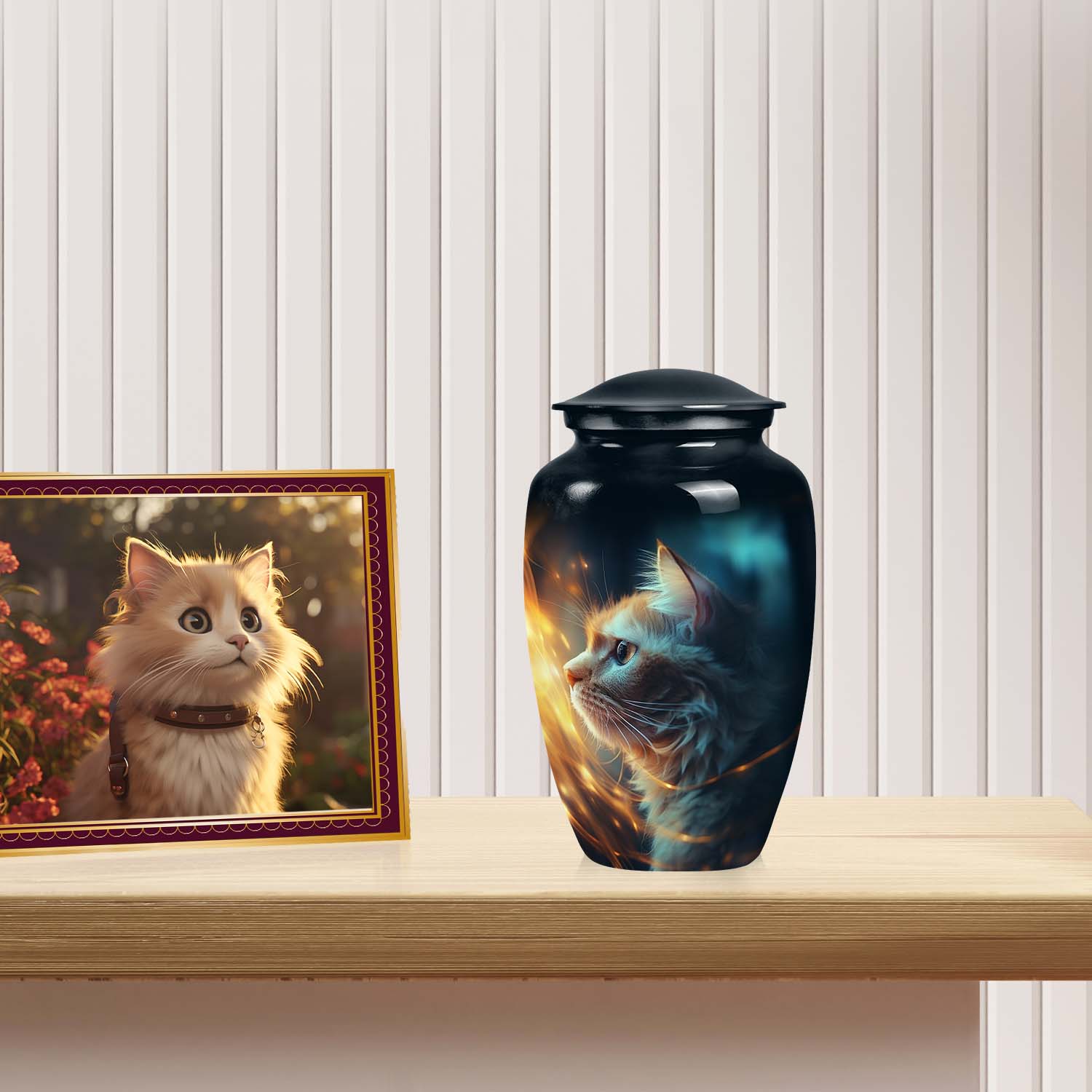 Glowing Cat Keepsake Urn, Memorial for Pet Ashes